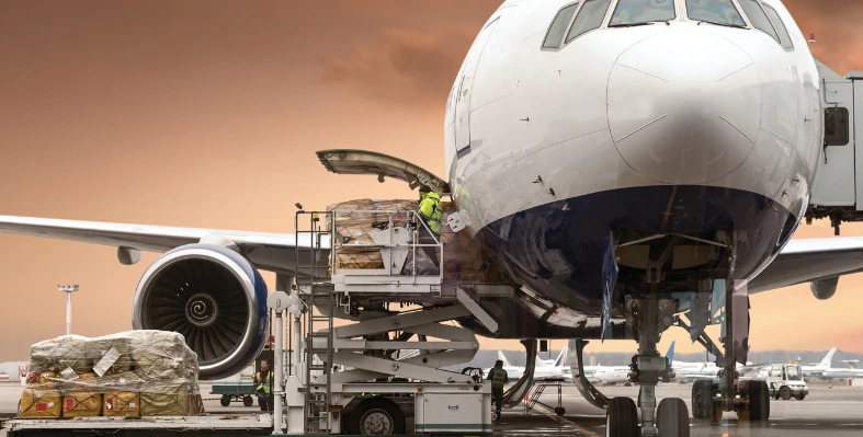 Cargo being loaded into an aircraft