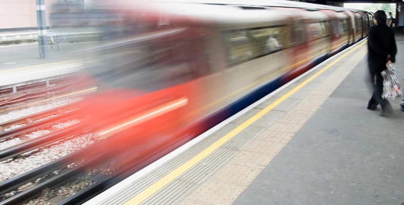 A train speeding through