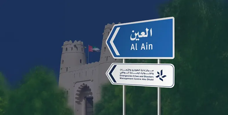 A_directional_road_sign_points_towards_the_city_of_Al_Ain