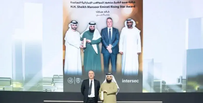 The awards ceremony for the H.H. Sheikh Mansoor Emirati Rising Star Award at the Intersec Awards 2026 gala in Dubai.