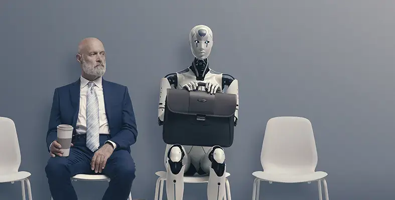 man_seated_robot_job_interview